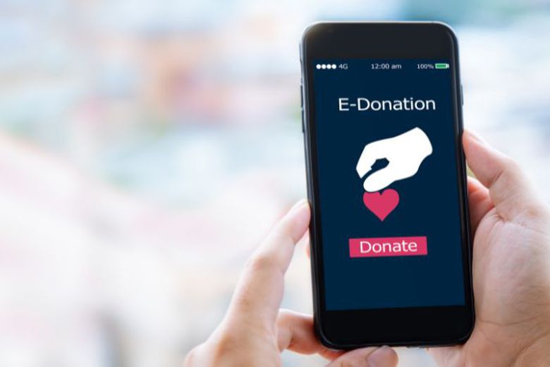 e-donation page on a mobile device